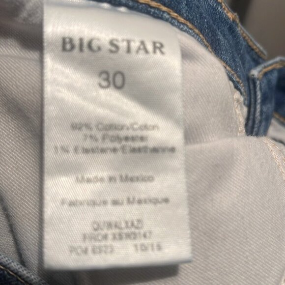 Big Star Blue Slim Jeans with Fading Medium Wash Stretch Tapered Whiskering 30 - Picture 5 of 5